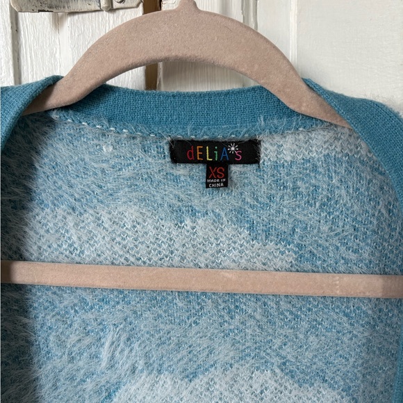 Cloud Patterned Blue and White Sweater - Picture 2 of 4